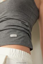 Apparel CA Intimissimi Women Natural Cotton Strappy Top 616I-Cloud Grey Blend DD6R6T1409 - Image 3