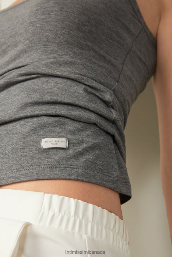Apparel CA Intimissimi Women Natural Cotton Strappy Top 616I-Cloud Grey Blend DD6R6T1409 - Image 3