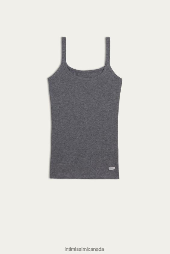 Apparel CA Intimissimi Women Natural Cotton Strappy Top 616I-Cloud Grey Blend DD6R6T1409 - Image 5