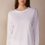 Apparel CA Intimissimi Women Oversize Long-Sleeved Supima Cotton Top 001-White DD6R6T1323