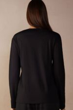 Apparel CA Intimissimi Women Oversize Long-Sleeved Supima Cotton Top 019-Black DD6R6T1322 - Image 4