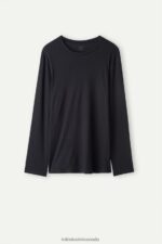 Apparel CA Intimissimi Women Oversize Long-Sleeved Supima Cotton Top 019-Black DD6R6T1322 - Image 5