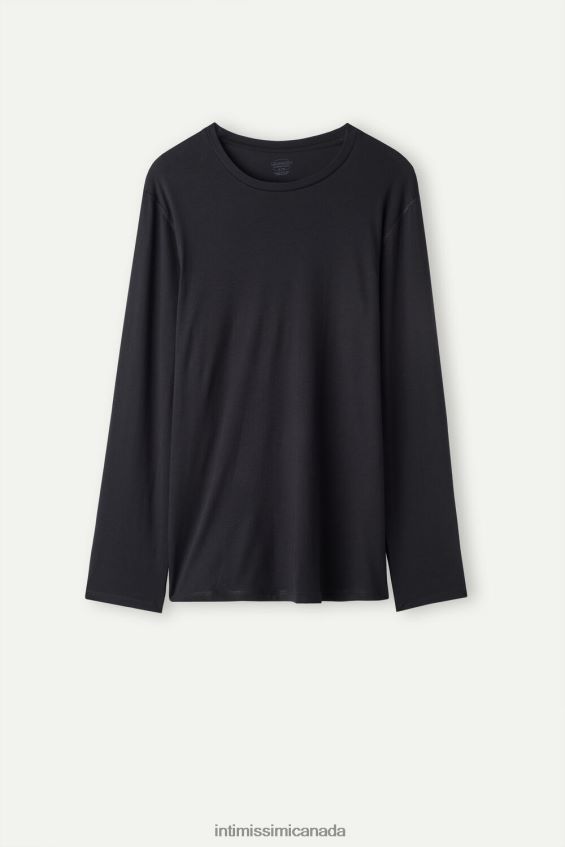 Apparel CA Intimissimi Women Oversize Long-Sleeved Supima Cotton Top 019-Black DD6R6T1322 - Image 5