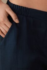 Apparel CA Intimissimi Women Plain-Weave Linen Trousers 243J-Sailor Blue DD6R6T1298 - Image 3