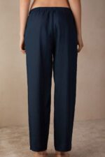 Apparel CA Intimissimi Women Plain-Weave Linen Trousers 243J-Sailor Blue DD6R6T1298 - Image 4