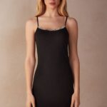 Apparel CA Intimissimi Women Pretty Flowers Modal Slip 9887-Black/Ivory DD6R6T1242
