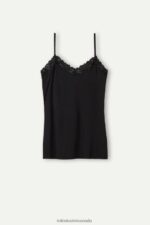 Apparel CA Intimissimi Women Pretty Flowers Modal Top 019-Black DD6R6T1388 - Image 6