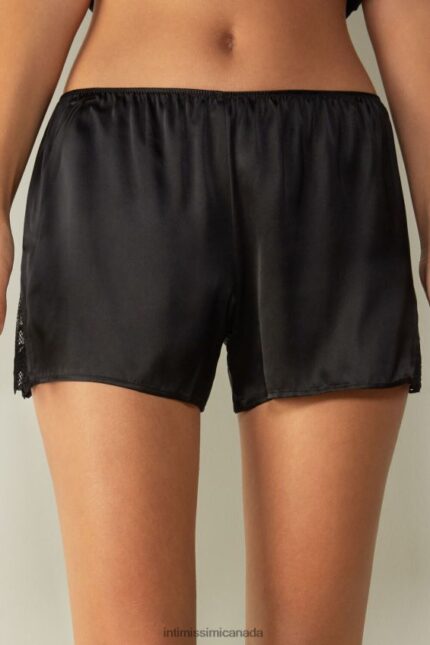 Apparel CA Intimissimi Women Pretty Flowers Silk Shorts 019-Black DD6R6T1640