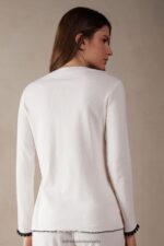 Apparel CA Intimissimi Women Pure Joy Long-Sleeved Grandad Top 2127-Powder White DD6R6T1557 - Image 4