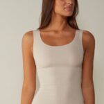 Apparel CA Intimissimi Women Raw-Edge Round-Neck Supima Cotton Vest Top 2280-Pink Silk DD6R6T1460