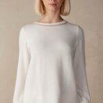 Apparel CA Intimissimi Women Romantic Bedroom Modal with Wool Top 157J-Powder White/Antique Pink DD6R6T1590