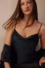 Apparel CA Intimissimi Women Short Silk Camisole 019-Black DD6R6T1320 - Image 2