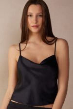 Apparel CA Intimissimi Women Short Silk Camisole 019-Black DD6R6T1320