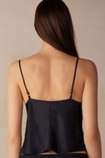 Apparel CA Intimissimi Women Short Silk Camisole 019-Black DD6R6T1320 - Image 4