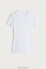 Apparel CA Intimissimi Women Short-Sleeved Stretch Supima Cotton Top 001-White DD6R6T1420 - Image 6