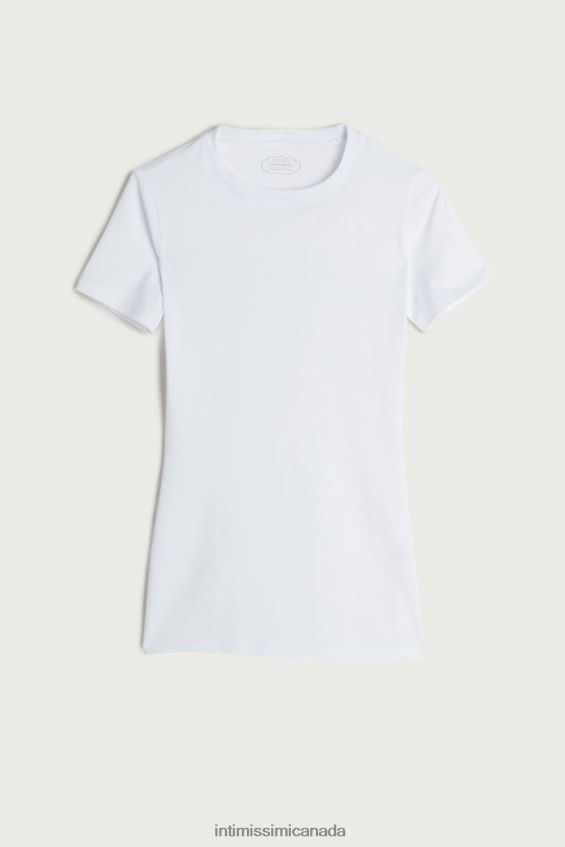 Apparel CA Intimissimi Women Short-Sleeved Stretch Supima Cotton Top 001-White DD6R6T1420 - Image 6