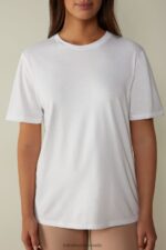 Apparel CA Intimissimi Women Short-Sleeved Supima Cotton Top 001-White DD6R6T1422