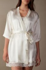 Apparel CA Intimissimi Women Silk Kimono 2127-Powder White DD6R6T1673