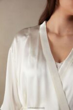 Apparel CA Intimissimi Women Silk Kimono 2127-Powder White DD6R6T1673 - Image 3