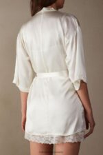 Apparel CA Intimissimi Women Silk Kimono 2127-Powder White DD6R6T1673 - Image 5
