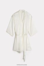 Apparel CA Intimissimi Women Silk Kimono 2127-Powder White DD6R6T1673 - Image 6