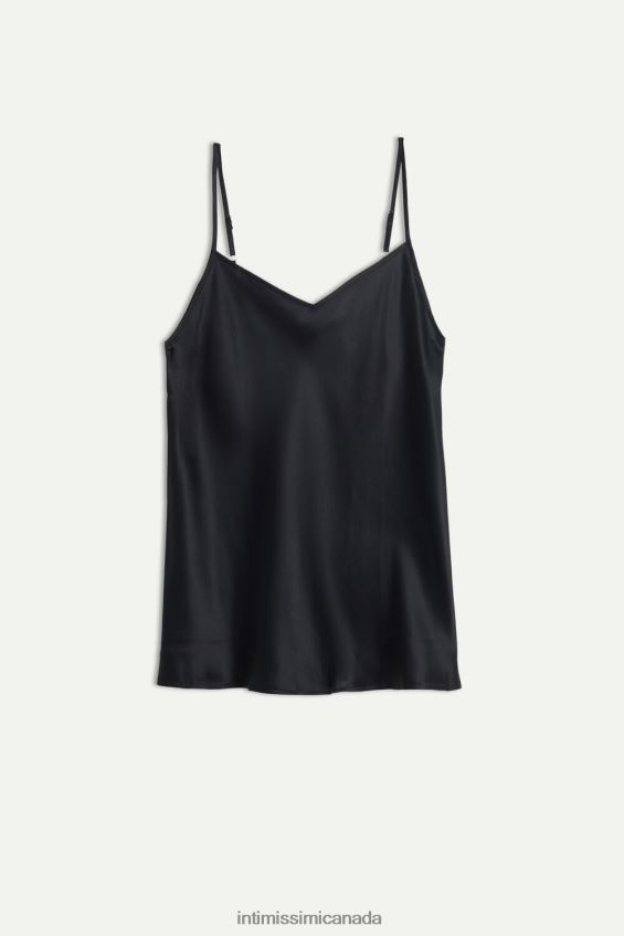 Apparel CA Intimissimi Women Silk Satin Top with V Neck 019-Black DD6R6T1396 - Image 6