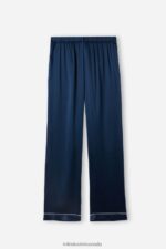 Apparel CA Intimissimi Women Silk Satin Trousers 1467-Intense Blue DD6R6T1577 - Image 5