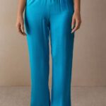 Apparel CA Intimissimi Women Silk Satin Trousers 210J-Digital Turquoise DD6R6T1569