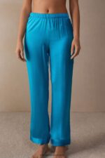 Apparel CA Intimissimi Women Silk Satin Trousers 210J-Digital Turquoise DD6R6T1569