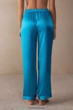 Apparel CA Intimissimi Women Silk Satin Trousers 210J-Digital Turquoise DD6R6T1569 - Image 4