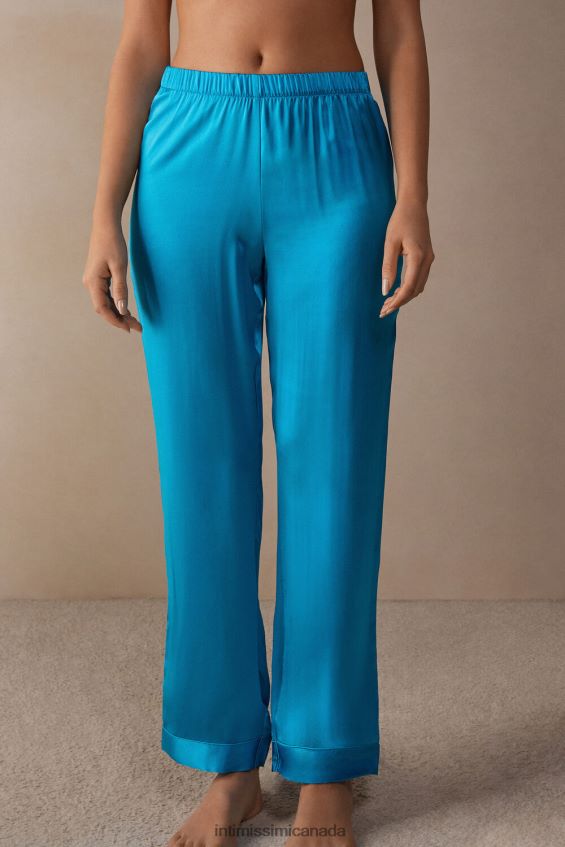 Apparel CA Intimissimi Women Silk Satin Trousers 210J-Digital Turquoise DD6R6T1569 - Image 1