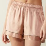 Apparel CA Intimissimi Women Silk Shorts with Contrasting Trim 163I-Satin Pink DD6R6T1646