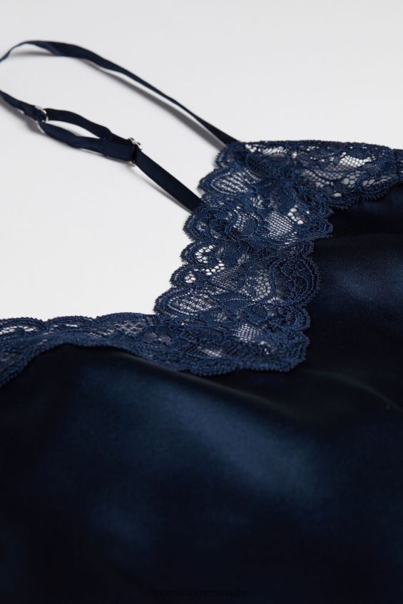 Apparel CA Intimissimi Women Silk Slip with Lace Insert Detail 1467-Intense Blue DD6R6T1247 - Image 7