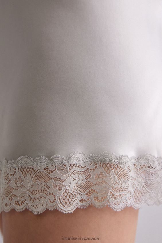 Apparel CA Intimissimi Women Silk Slip with Lace Insert Detail 347J-Ice Grey DD6R6T1207 - Image 3