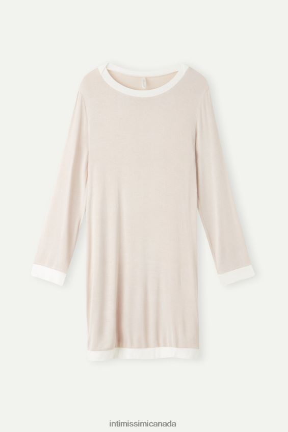 Apparel CA Intimissimi Women Simple Elegance Nightdress 227J-Silk Pink/Powder White DD6R6T1573 - Image 5