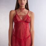 Apparel CA Intimissimi Women Sinful Fantasies Lace and Tulle Babydoll 9888-Sealing Wax Red DD6R6T1212