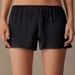 Apparel CA Intimissimi Women Smooth Silk-Satin Shorts 019-Black DD6R6T1676