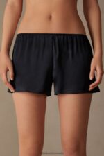 Apparel CA Intimissimi Women Smooth Silk-Satin Shorts 019-Black DD6R6T1676