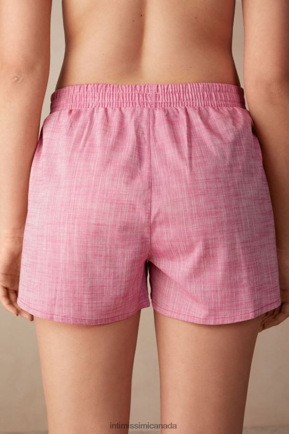 Apparel CA Intimissimi Women Strawberry Milkshake Plain-Weave Cotton Shorts 248J-Pink Valentine Chambray DD6R6T1538 - Image 4