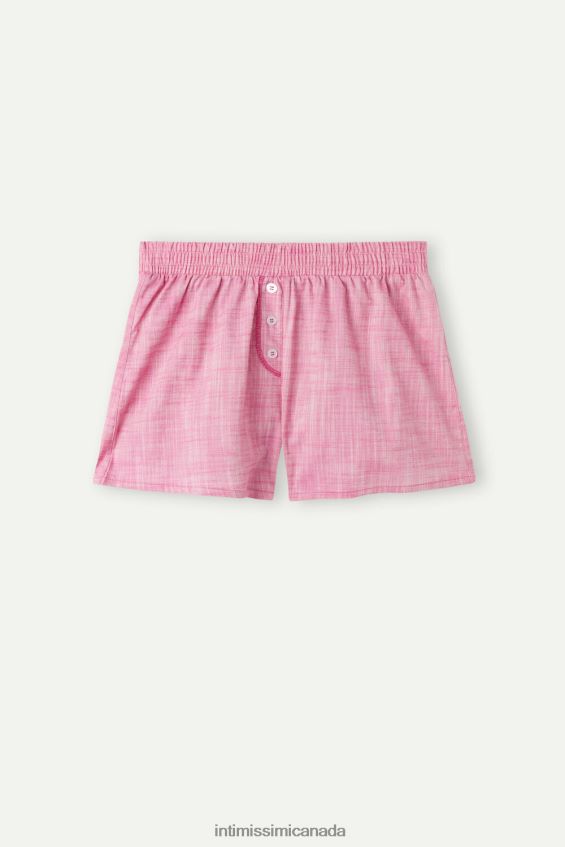 Apparel CA Intimissimi Women Strawberry Milkshake Plain-Weave Cotton Shorts 248J-Pink Valentine Chambray DD6R6T1538 - Image 5