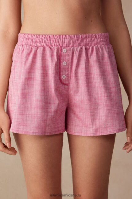 Apparel CA Intimissimi Women Strawberry Milkshake Plain-Weave Cotton Shorts 248J-Pink Valentine Chambray DD6R6T1538