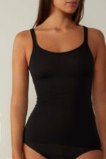 Apparel CA Intimissimi Women Ultralight Supima Cotton Top 019-Black DD6R6T1412