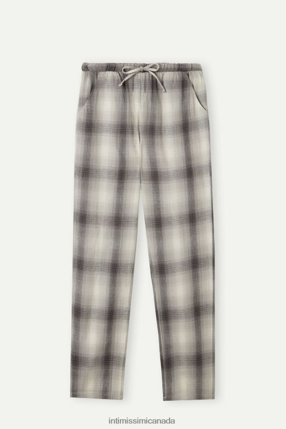 Apparel CA Intimissimi Women Warm Cuddles Brushed Plain-Weave Trousers 149J-Grey/Cream Check Print DD6R6T1613 - Image 5