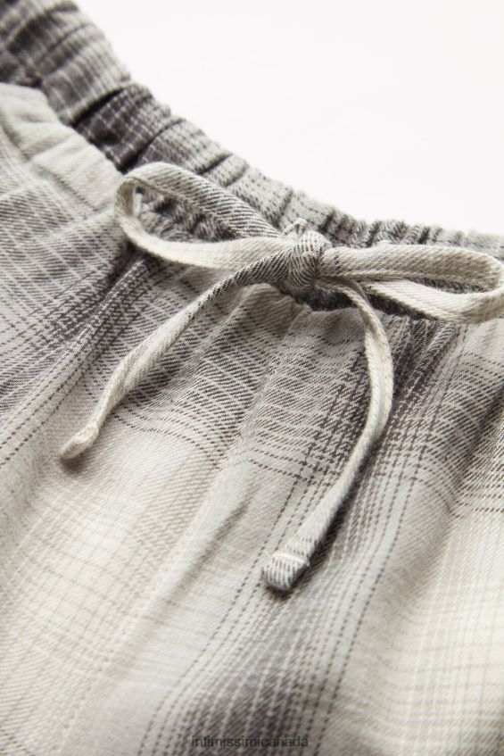 Apparel CA Intimissimi Women Warm Cuddles Brushed Plain-Weave Trousers 149J-Grey/Cream Check Print DD6R6T1613 - Image 6