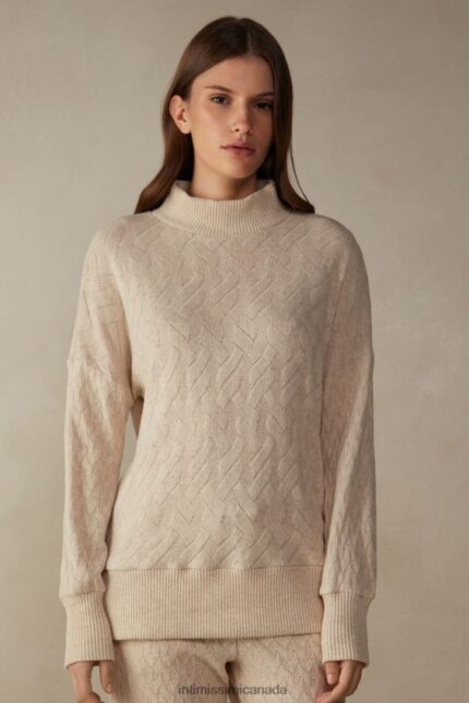 Apparel CA Intimissimi Women Winter Braid Jacquard Long-Sleeved Jumper 2106-Beige Blend DD6R6T1610