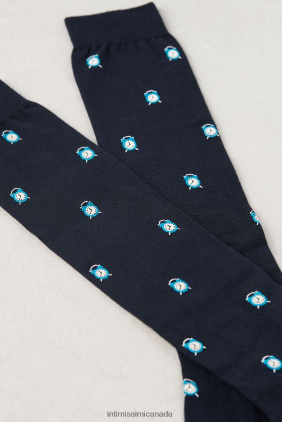 Socks CA Intimissimi Men Long Patterned Cotton Socks 191J-Alarm-Clock Print Dark Blue DD6R6T335 - Image 2