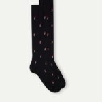 Socks CA Intimissimi Men Long Patterned Cotton Socks 198J-Shoe-Print Black DD6R6T326