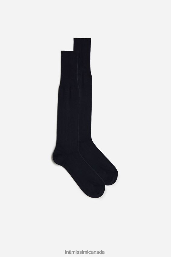 Socks CA Intimissimi Men Long Socks in Cotton-Silk-Cashmere Blend 016-Blue DD6R6T381 - Image 1