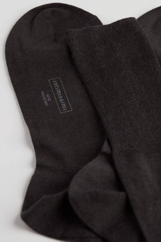 Socks CA Intimissimi Men Long Socks in Cotton-Silk-Cashmere Blend 780-Charcoal Grey DD6R6T372 - Image 2