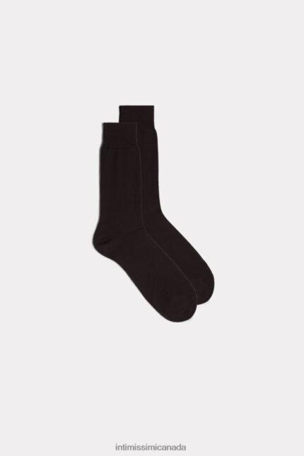 Socks CA Intimissimi Men Short Sateen Cotton Lisle Socks 015-Brown DD6R6T400